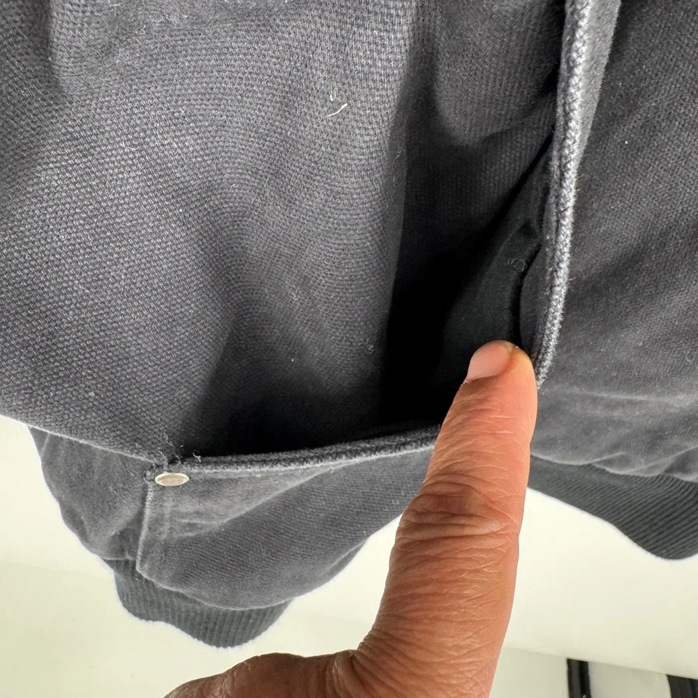 VTG GH Bass & Co Mens XL Black Canvas Sherpa Lined Hooded Workwear Jacket Bomber